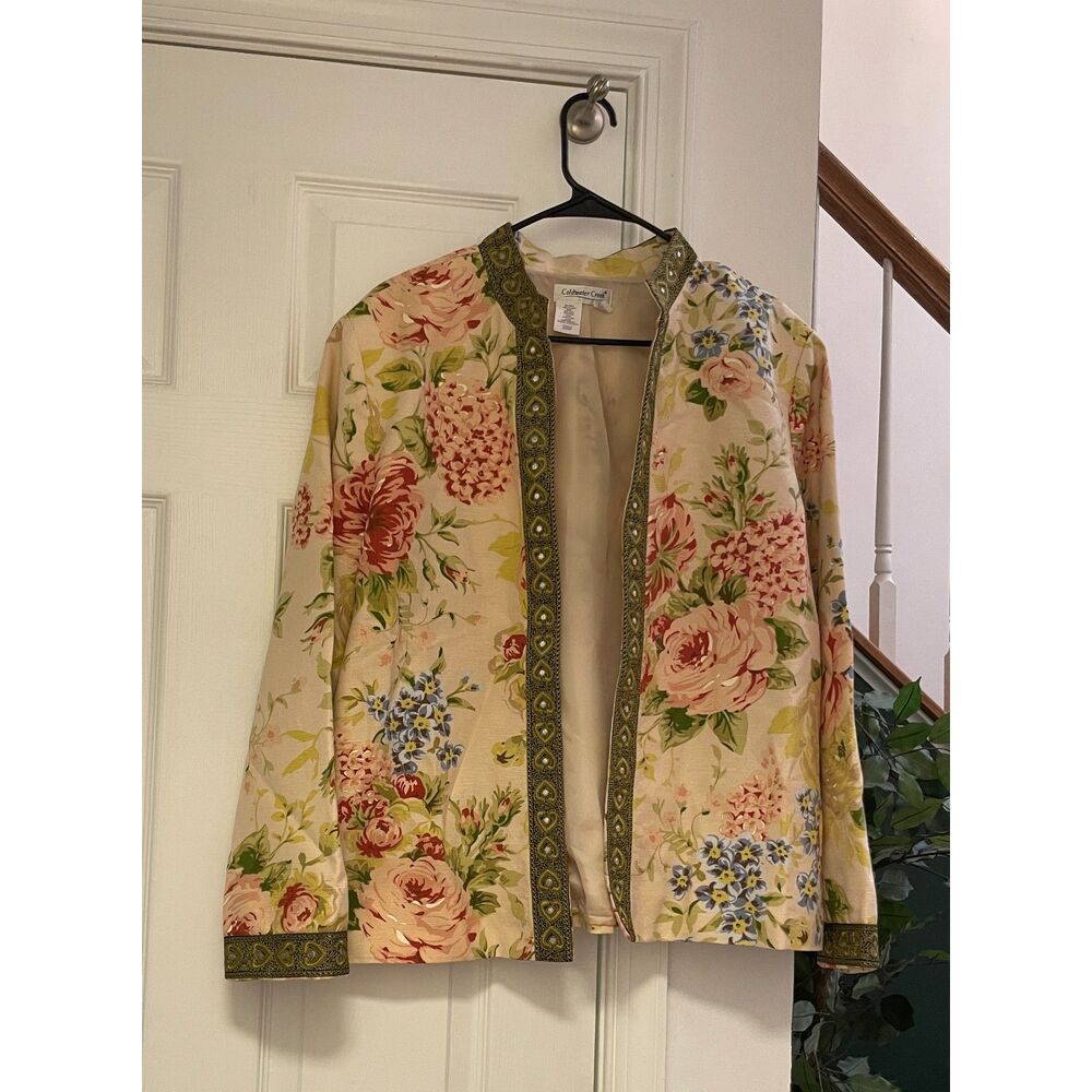 Floral Jacket | Cottagecore Garden Blazer | Embroidered Boho Chic Layer | Size L